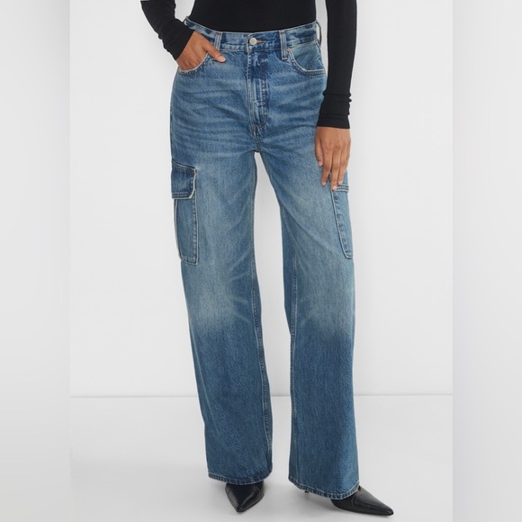 Aritzia Denim Forum The Farrah Hi-rise Cargo Jeans Size 29 In Kiss N Tell Bleu - Picture 2 of 14